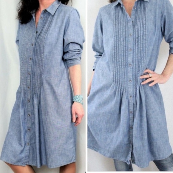 🌹J JILL CHAMBRAY DRESS - Picture 1 of 6